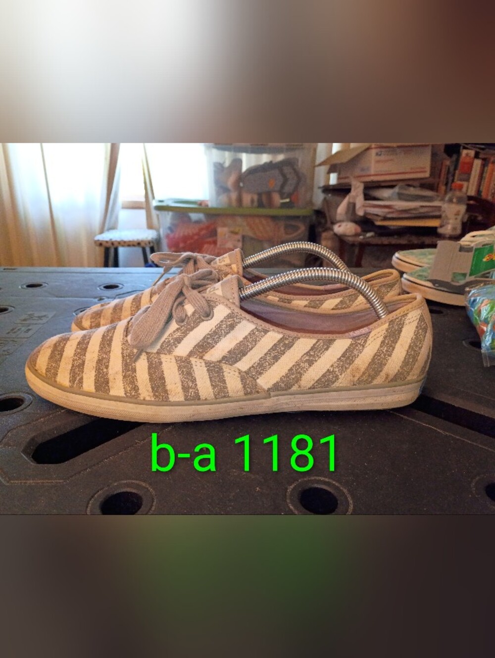 Keds Gray and White Striped Athletic Sneakers